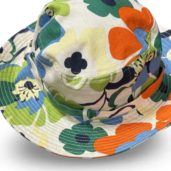San Diego Hat Co Floral Bucket Hat Wood Buckle Retro Mod Pop Art Sun Hat - Picture 9 of 13